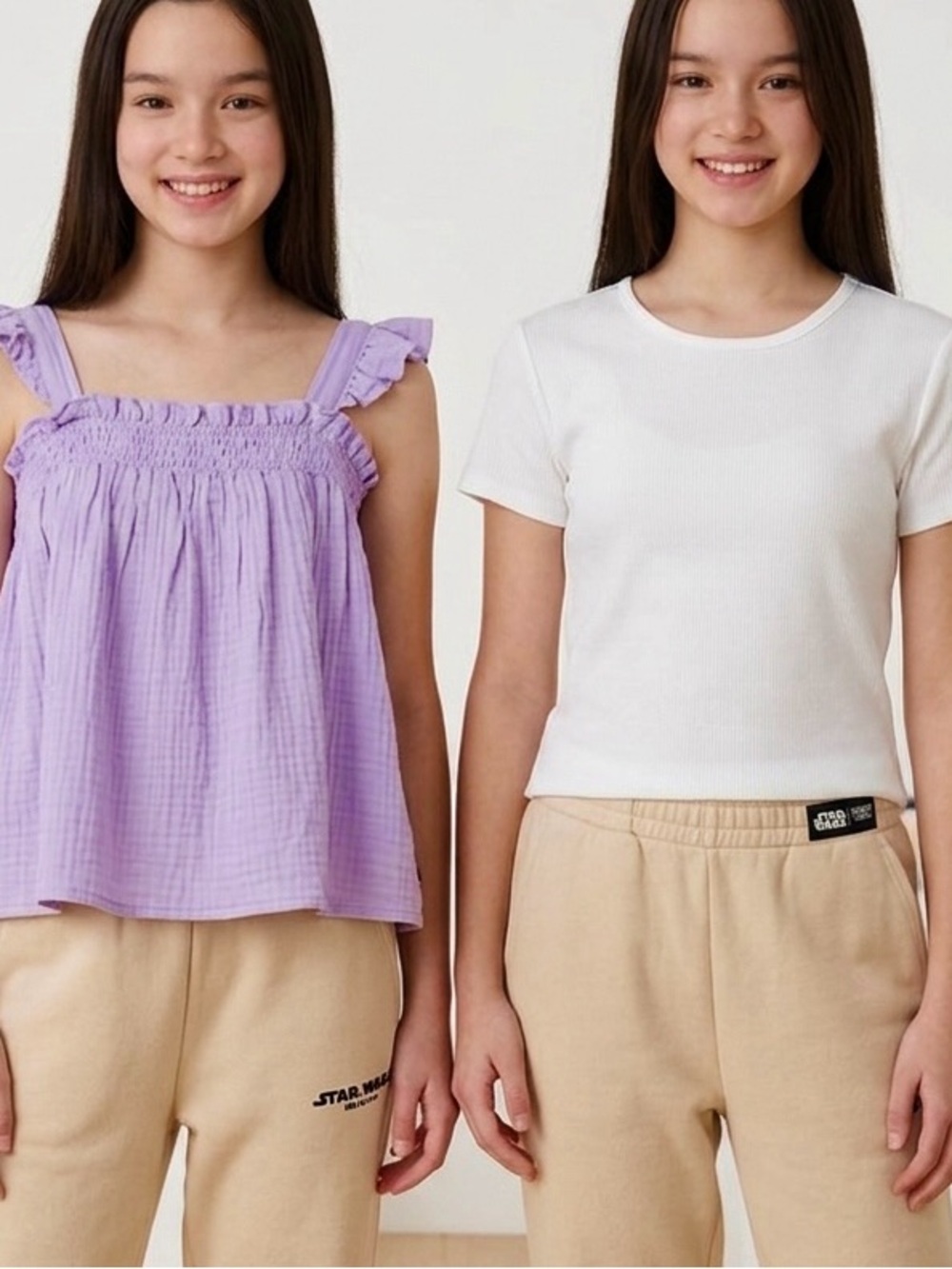 Girls 2-Pack Tops - White and Purple size 6